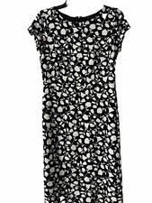Ann Taylor - Size 2 Black/white  Floral Boatneck Sheath Dress Zipper Up