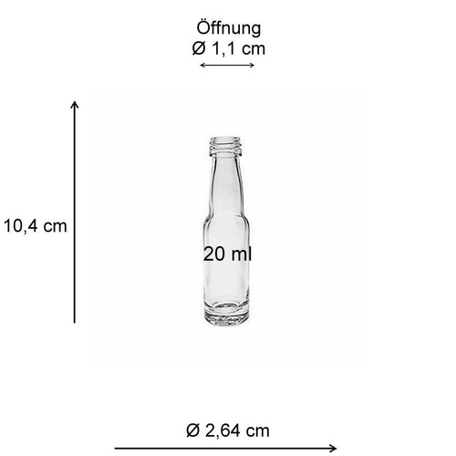 25 Mini Glasflaschen 20 ml Ölflasche Kropfhalsflasche Schnapsflaschen + Trichter - Bild 4 von 6
