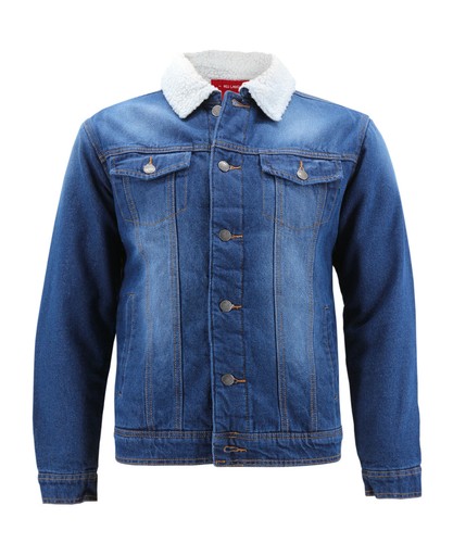 Sherpa Lined Cotton Denim Jean Button 
