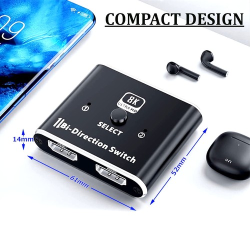 HDMI v2.1 8K UltraHD Bi-Direction Switcher Box Splitter 1 in 2 Out/ 2 in 1 Out - Picture 5 of 9