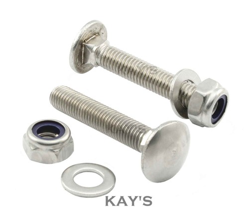 M10 CARRIAGE BOLTS NYLOC NUTS WASHERS CUP SQUARE COACH SCREWS ZINC PLATED STEEL - Picture 4 of 6