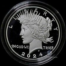 2024-s Peace Silver Dollar Proof Coin 24xl .999 Ogp Box & Coa