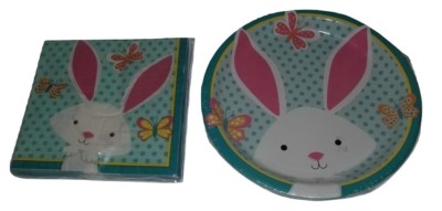 Easter Party Supplies Paper Plates & Napkins Bundle Of 2 Items - Easter Bunny