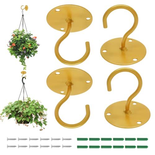 Ceiling Plant Hooks 4-Pack Heavy Duty Ceiling Hooks For Hanging Plants |  25lb Capacity Swivel Hooks For Indoor/Outdoor Decor, Lights & More Crochet  Plafond