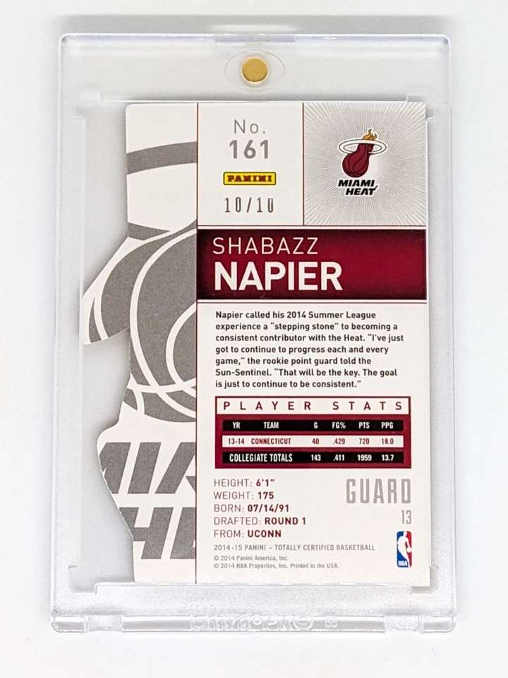 2014-15 Espelho Platina Totalmente Certificado Ouro Die-Cuts #161 Shabazz Napier /10 - Imagem 2 de 2