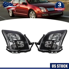 For 2006-2009 Ford Fusion Black Halogen Headlights Headlamps Left+Right Pair