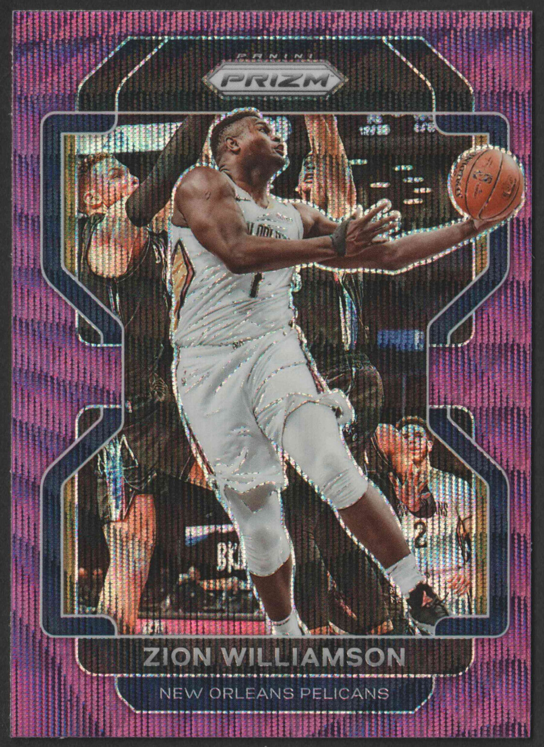 2021-22 Panini Prizm #108 Zion Williamson Purple Wave Pelicans