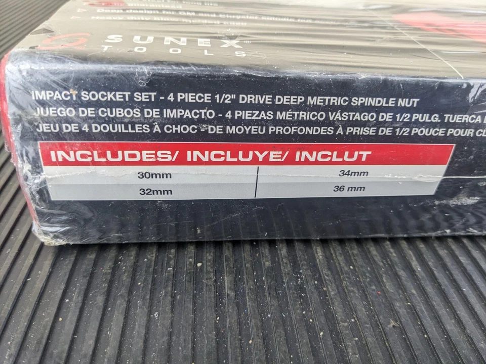 #az575  Sunex 1/2 Drive Metric Deep 6 Point Axle Impact Socket Set Spindle 2838 - Image 4 of 4