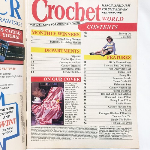 Crochet World Magazine April 1988 Springtime Sweaters Rug Afghan Baby Set Easter - Picture 3 of 10