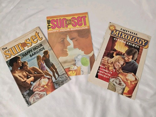 Happy Hour Bar Guides Lot Of 3 1970s Drinks Bar Decor Collins Coolers & More