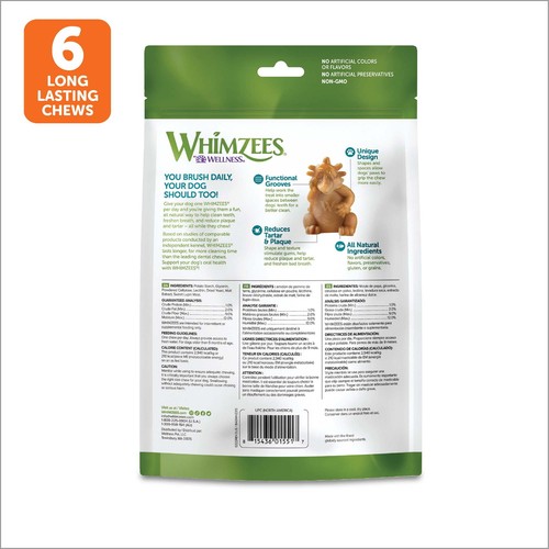WHIMZEES By Wellness Hedgehog Natural Grain Free Dental Chews for Dogs 6 Count - Picture 3 of 10