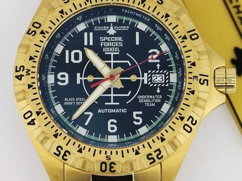 NEW CHASE DURER CDW-0036 SPECIAL FORCES AUTOMATIC GOLD STEEL SAPPHIRE WATCH 45MM - Picture 8 of 23