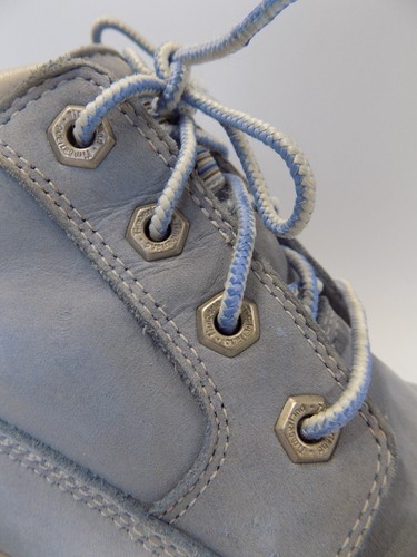 Timberland Blue Lace Up Boots Size 5 US7 Women Leather Chunky Sole Chukka Nellie - Picture 13 of 14