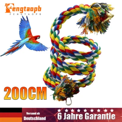 2M Kletterspirale Kletterseil Sitzstange Baumwoll Vogelspielzeug für Papageien - Bild 1 von 4