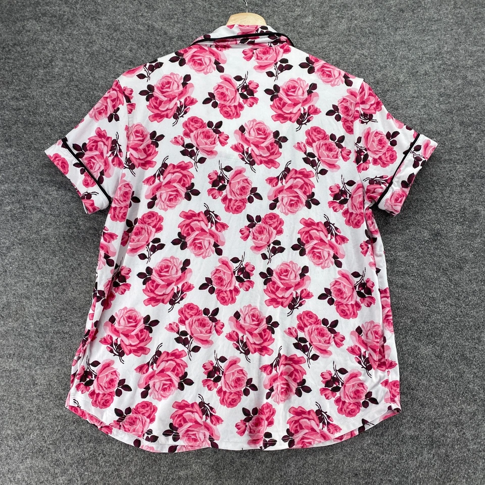 Camisa para dormir Kate Spade New York para mujer S pequeña blanca floral con cuello abotonado Foto 2 de 4