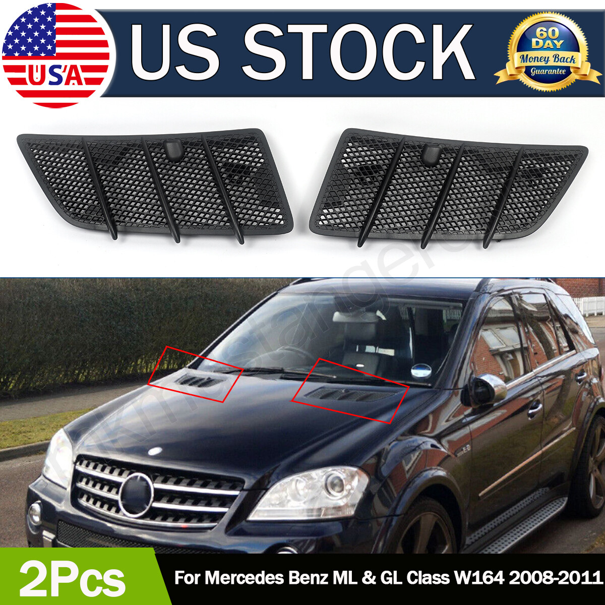 Griglie Sfiato Cofano Per Mercedes W166 ML/GL Class 2012-2015 - Set Di 2 Pezzi Sinistra/Destra - Foto 8