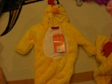 Hyde and Eek Toddler Plush Yellow Chicken Costume Jumpsuit 0-6 Months