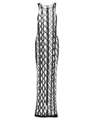 Rick Owens 'Phlegethon' Fishnet Shift Dress Black Medium NEW Designer Luxury