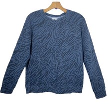 Sundry Animal Print Sweat Top Sz 2/M Black and Blue Animal Print Long Sleeve USA