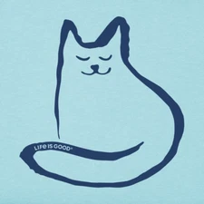 Large NWT Women's Life is Good Simple Cat Blue Crusher High-Low Tank