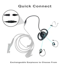 Interchangeable Quick Connect PTT Earpiece Set for Motorola Radios APX900