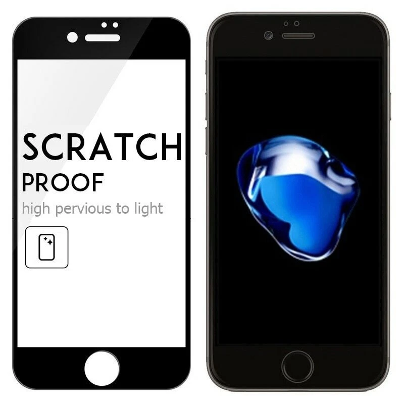 10Pcs For  iPhone i7 (4.7")  Full Cover Tempered Glass Screen Protector Black - Image 3 of 4