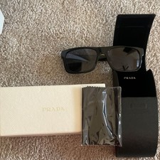 PRADA Rectangle Sunglasses Black Plastic Fram...