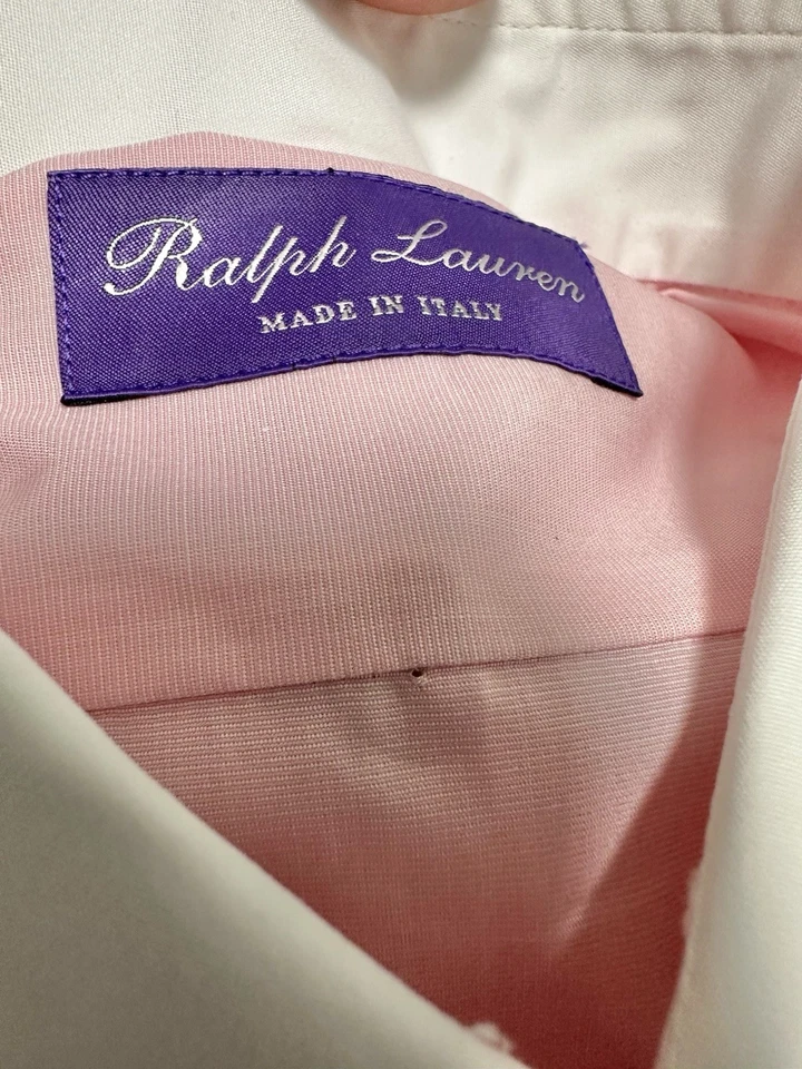 Camisa Esmoquin Ralph Lauren Etiqueta Púrpura Rosa Puño Francés Cuello Talla 15.5 Leer. Foto 4 de 4