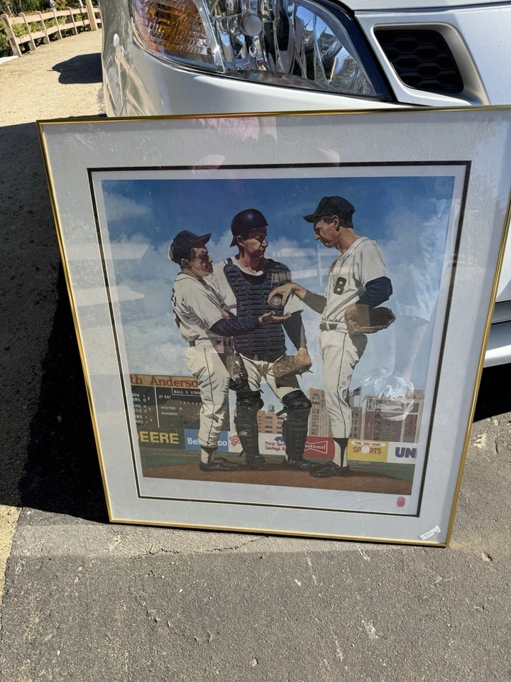 Litografía de béisbol firmada por Brent Benger “The Hook” 488/500 con huella digital años 90 Foto 3 de 4