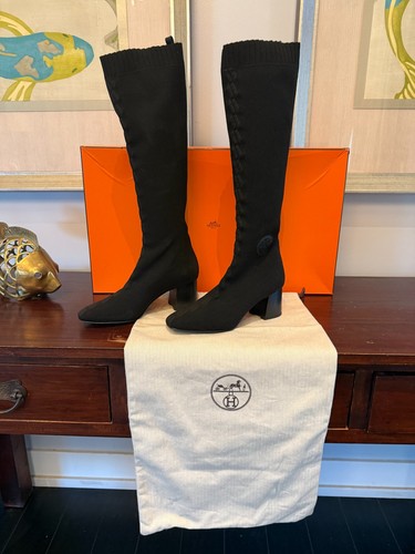 Hermes Volver Black Knit High Boots - 39. Not available anywhere else. Worn once
