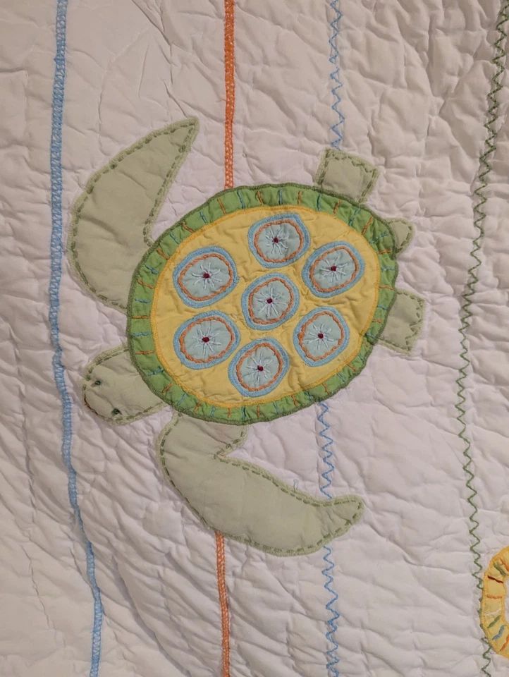 Pottery Barn Kids OCEAN CRITTERS Full/Queen Quilt+2 Shams+2 Pillow Cases - Image 4 of 4