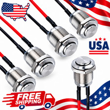 5-Pcs 12 mm Momentary Push Button Switch Waterproof Push Button Switch Round