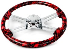 18 Red Skull Steering Wheel 4 Chrome Spoke Peterbilt Kenworth Freightliner Inte 18 Red Skull Steering Wheel 4 Chrome Spoke Peterbilt Kenworth Freightliner Inte