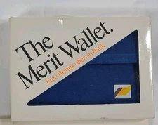 1990 Philip Morris Merit Cigarettes Bifold Wallet Blue Fabric NEW SEALED w/ Card