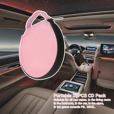 Round CD Discs Case Holder DVD Storage 20 Disc Bag Pouch Wallet Car Travel Pink