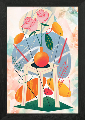 Blumen lebendige Blüten gerahmtes Wandbild Poster Leinwanddruck Bild