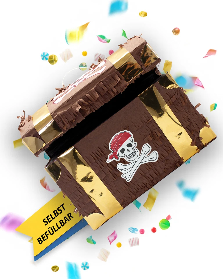 Party Factory Pinata Schatztruhe 30 x 23 x 25 cm Partyspiele Kindergeburtstag - Bild 2 von 4