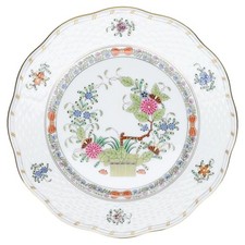Model 517 FD - Cake Plate Herend Hungary Shape Osier Fleurs des Indes Indian Ba