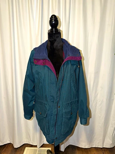 Pacific Trail Men's Teal/Navy Hooded Parka Jacket Mid-Length Zip/Button M - product listing photo