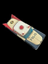 Vintage Ichiko Tin Friction Car Automobile Police Polis Cruiser With Antenna