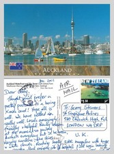 Postcard - Auckland New Zealand Waterfront and Sky Tower POSTED