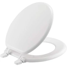Round Enameled Wood Toilet Seat in White