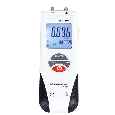 HT1895 Digital Manometer With Backlight Air Gas Pressure Tester Dual Port Di SET