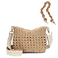 Small Summer Crossbody Bags for Women, Beach Handmade Straw Woven Pocketbooks...