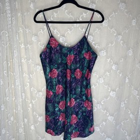VTG Mystique Intimates Multicolored Floral/Paisley Bias Cut Slip Dress Large 38B