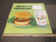 SPRITE HAMBURGER 1960s soda store sign diner movie theater Coca Cola PAPER 24"