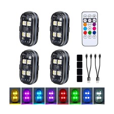 Upgraded 4LEDs 4PCS Wireless LED Strobe Lights with Remote Control, 8 Colors ...