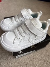 Converse All-Star Infant Toddler White Leather Shoes Sz 5 Pro Blaze Strap NIB