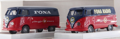 Brekina 1:87 VW A.S.S H0 PKW 2er Set T1 T1b Fona Radio Dänemark 1388 1389 OVP