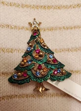 AH Swarovski Elements Christmas Tree Pin Brooch (Made in Germany)